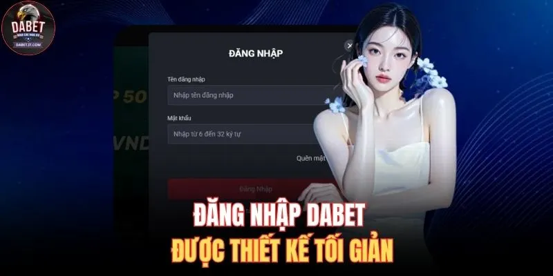 Đăng nhập DABET được thiết kế tối giản